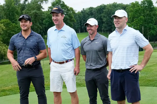 Chris Pratt celebrates making a putt during the Workday Golden Bear Pro-Am for the Memorial Tournament at Muirfield Village Golf Club.